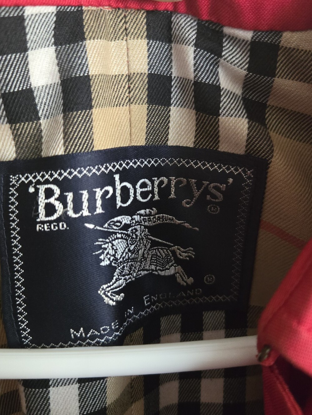 vintage red Burberry Gabardine Double Breasted Plaid Lining trench coat - Picture 4 of 14